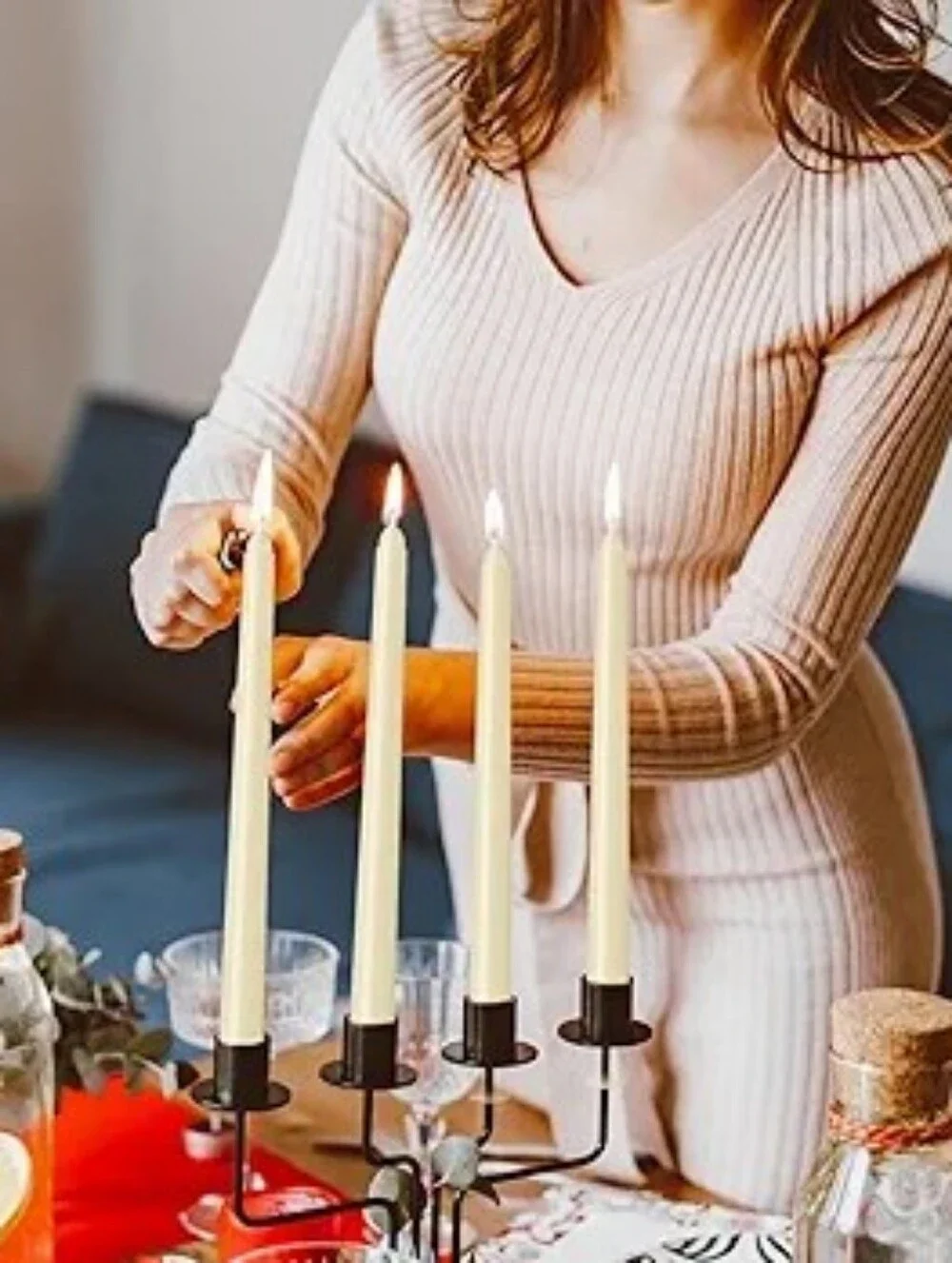 4 Pack Ivory Taper Candles Taper Candles 10 Inch Dripless Smokeless & Unscented